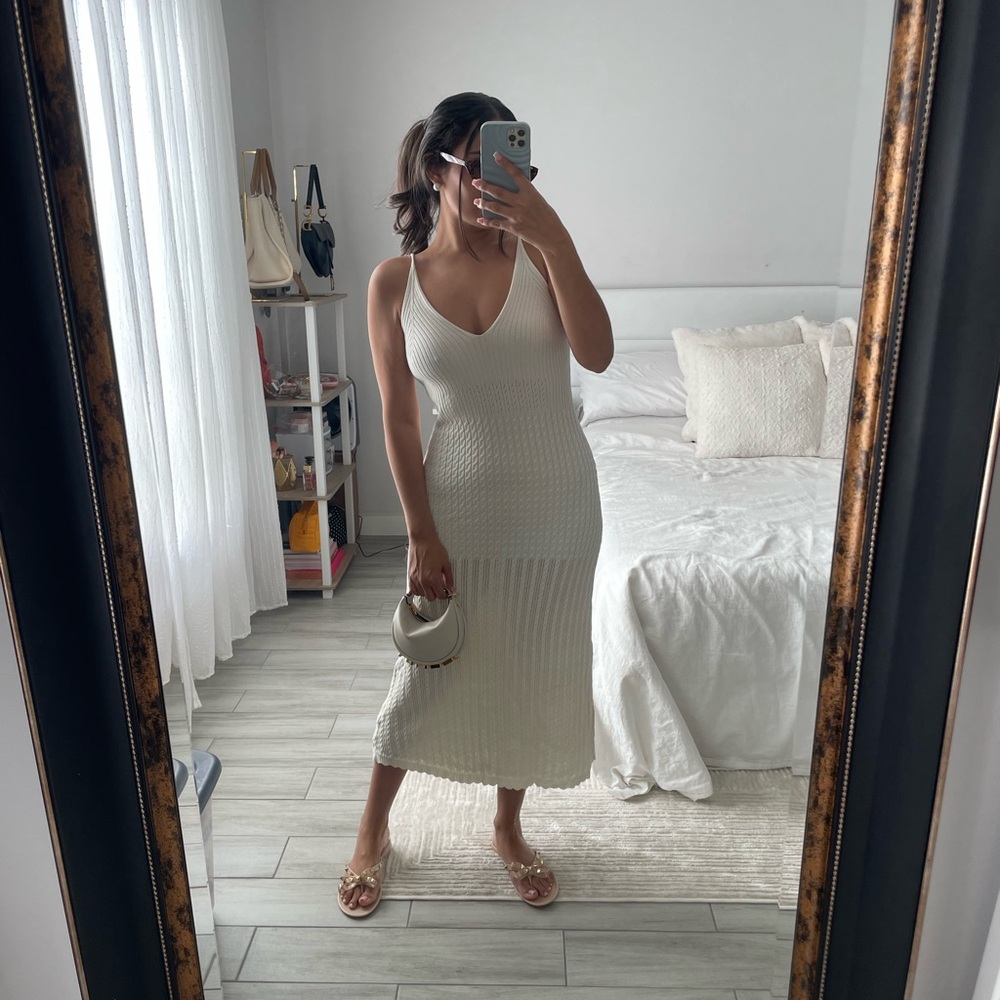 COMMENSE Ribbed Spaghetti Strap Knit Dress